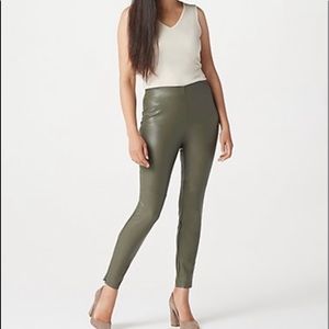 Lisa Rinna Collection Faux Leather Leggings Army Green Size 2